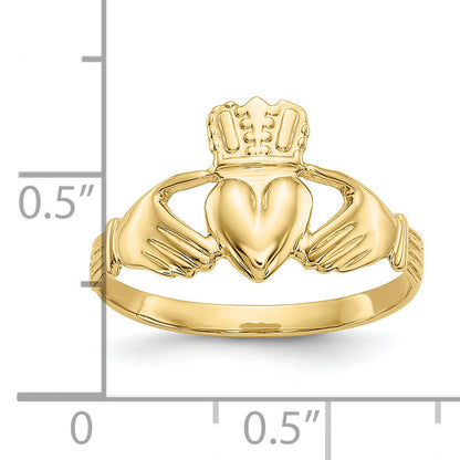 10K Yellow Gold Polished Claddagh Ring