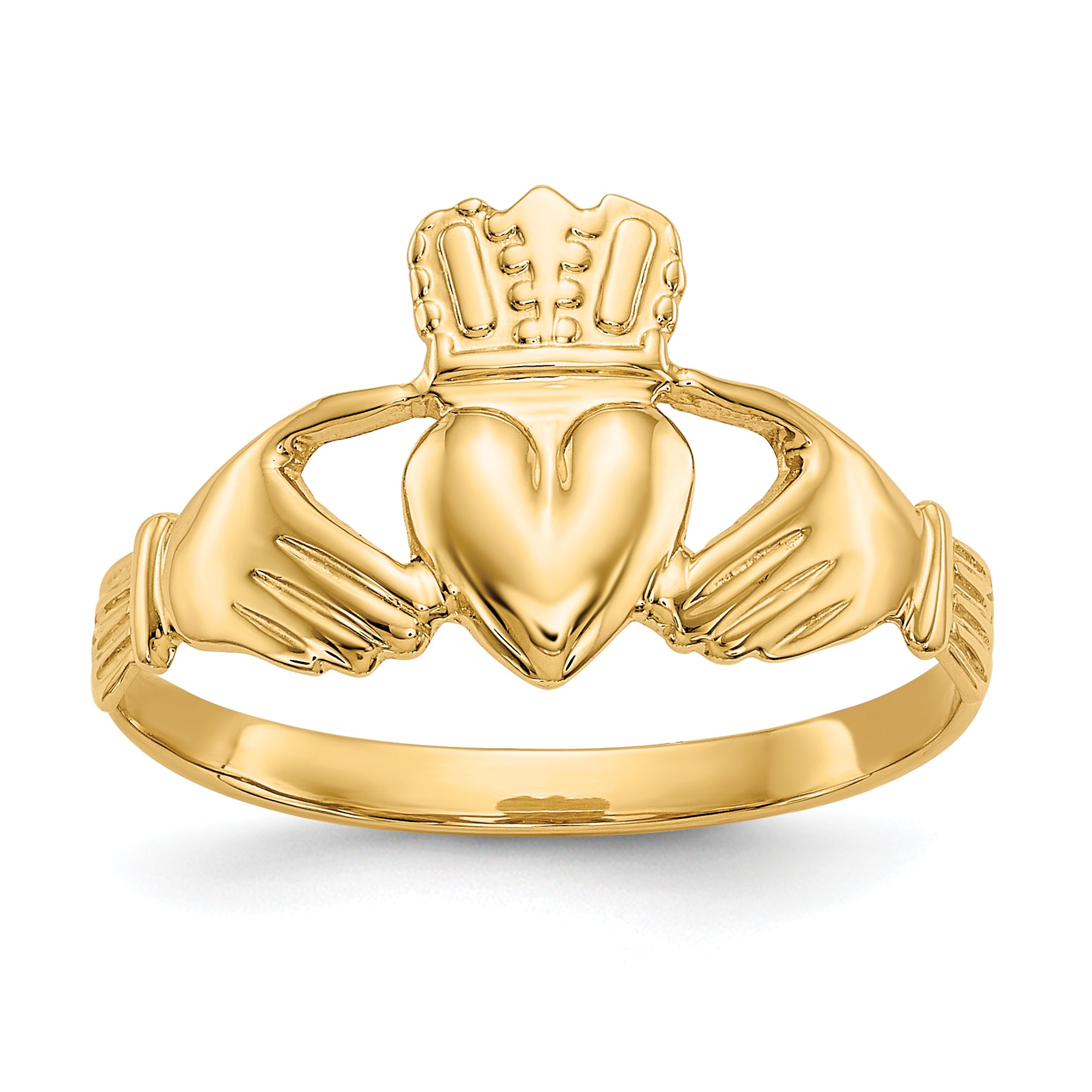 10K Yellow Gold Polished Claddagh Ring