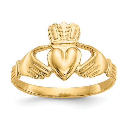 10K Yellow Gold Polished Claddagh Ring