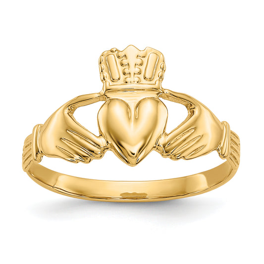 10K Yellow Gold Polished Claddagh Ring