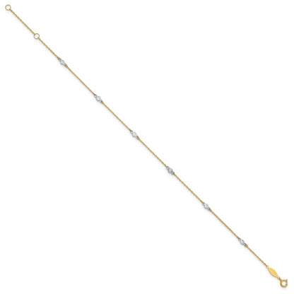 10K Two-Tone Cz 9In Plus 1In Ext. Anklet