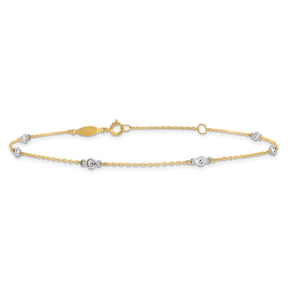 10K Two-Tone Cz 9In Plus 1In Ext. Anklet