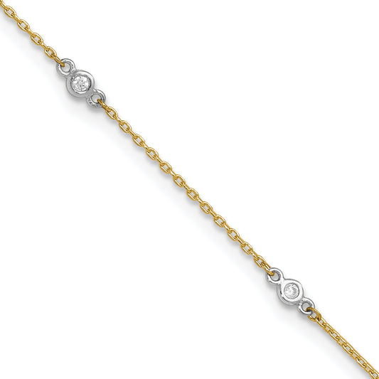 10K Two-Tone Cz 9In Plus 1In Ext. Anklet