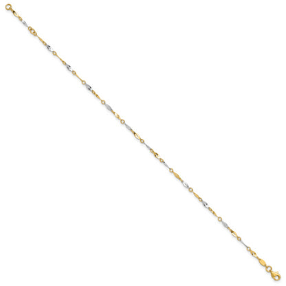 10K Two-Tone Two-Tone Polished 9In Plus 1In Ext. Anklet