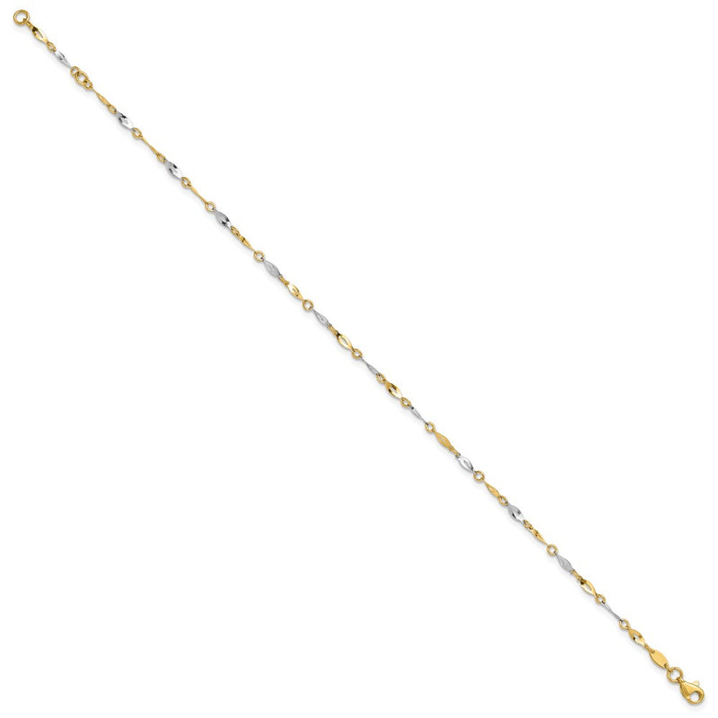 10K Two-Tone Two-Tone Polished 9In Plus 1In Ext. Anklet