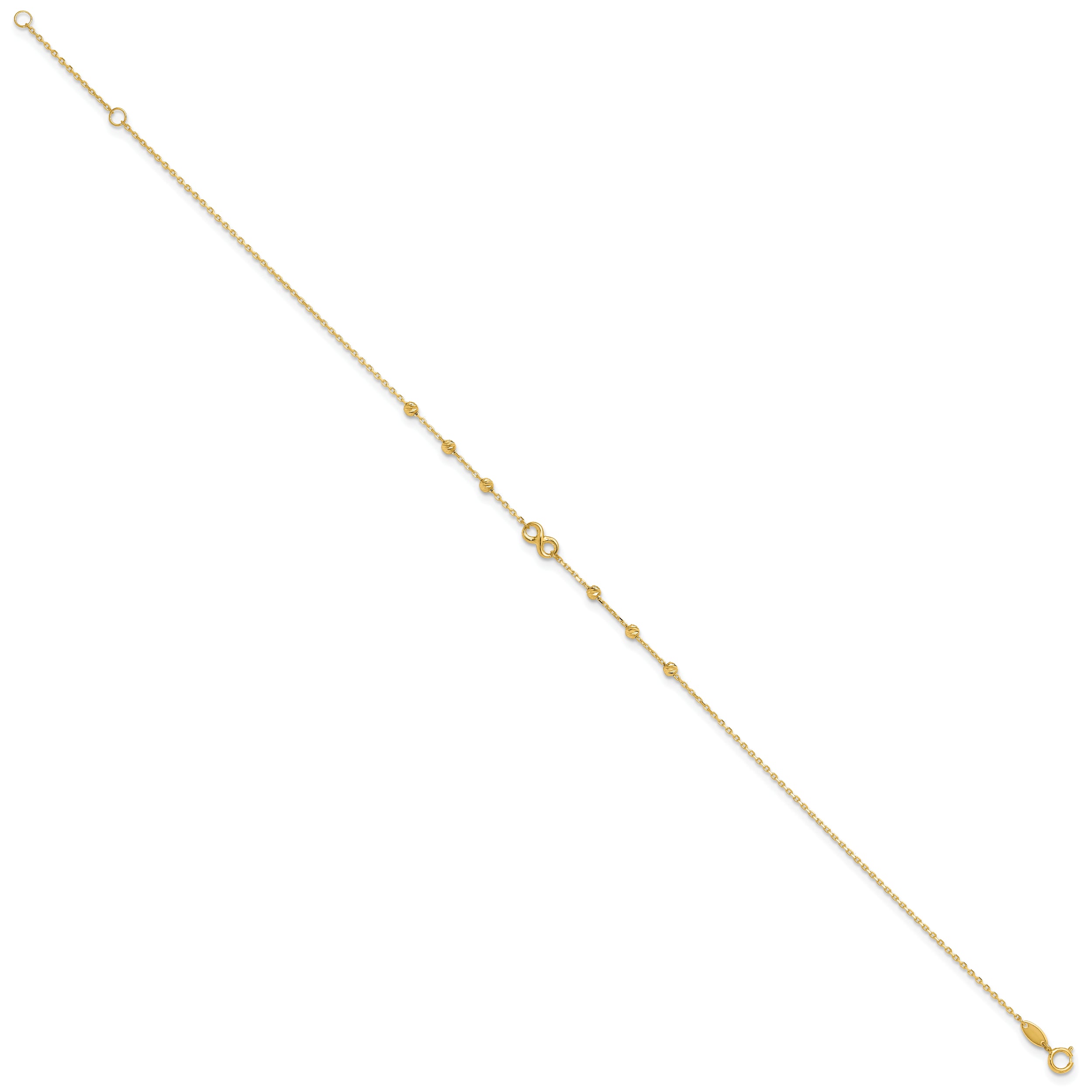 10K Yellow Gold 10K Infinity Symbol 10In Plus 1In Ext. Anklet
