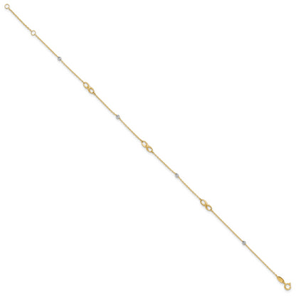 10K Two-Tone 10K Two-Tone Diamond-Cut Beads And Infinity 10In Plus 1In Ext. Anklet