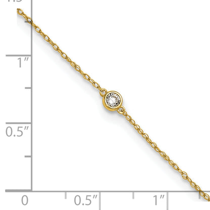 10K Yellow Gold Polished Bezel-Set Cz 10 Inch Anklet