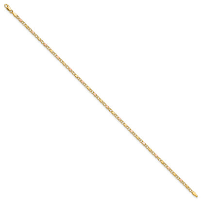 10K Two-Tone And Rose X'S Hearts 10In Anklet