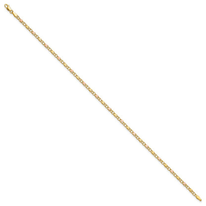 10K Two-Tone And Rose X'S Hearts 10In Anklet
