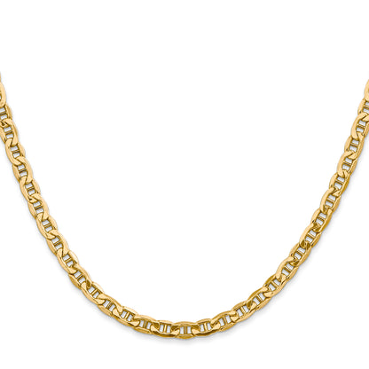 10K Yellow Gold 4mm Semi-Solid Anchor Chain