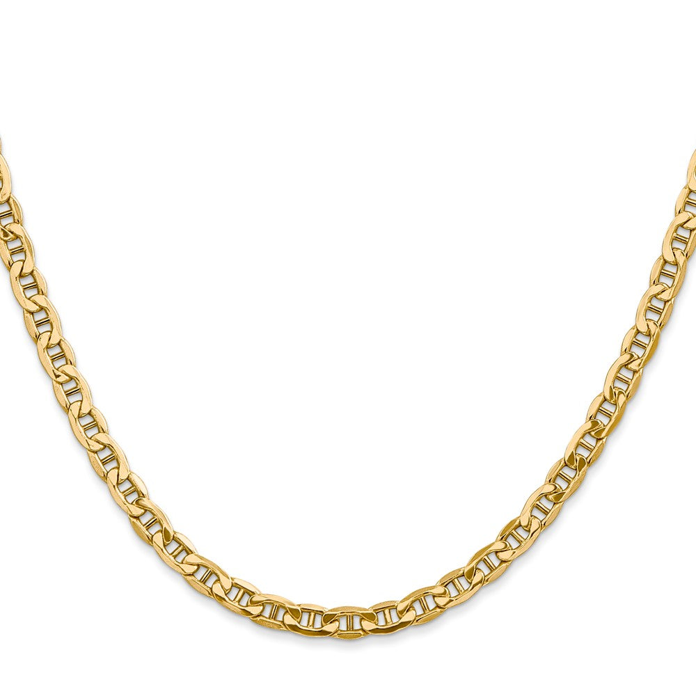 26 Inch 10K Yellow Gold 4mm Semi-Solid Anchor Chain Necklace