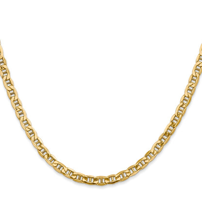 26 Inch 10K Yellow Gold 4mm Semi-Solid Anchor Chain Necklace