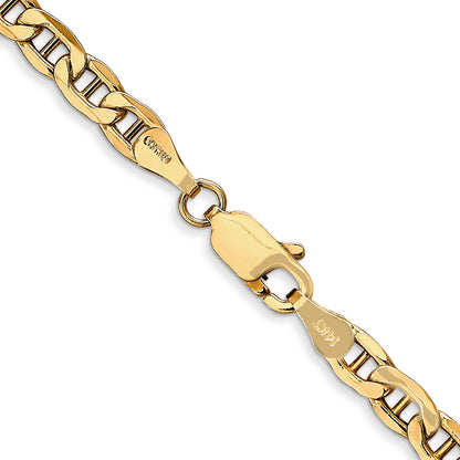 10K Yellow Gold 4mm Semi-Solid Anchor Chain