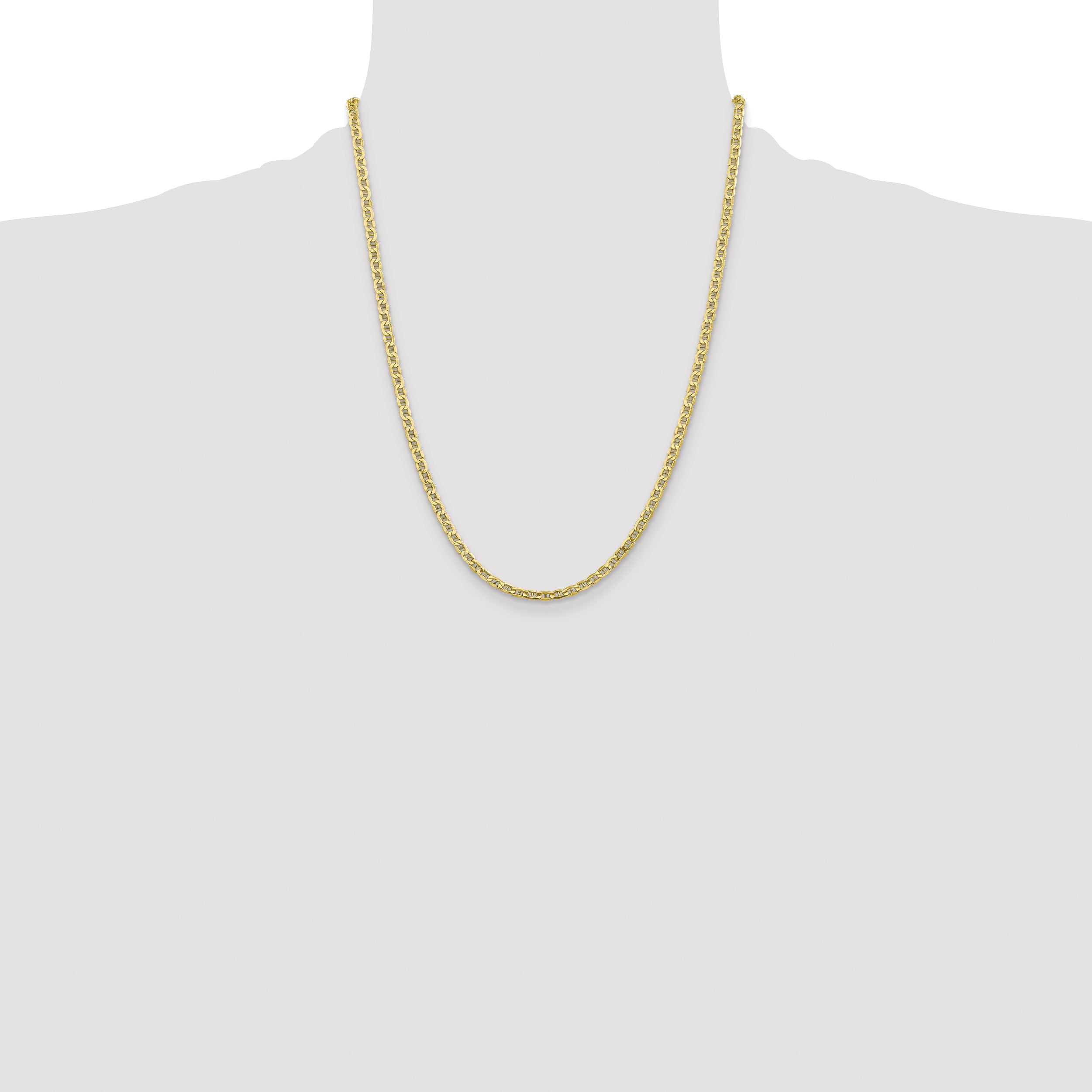 10K Yellow Gold 4mm Semi-Solid Anchor Chain