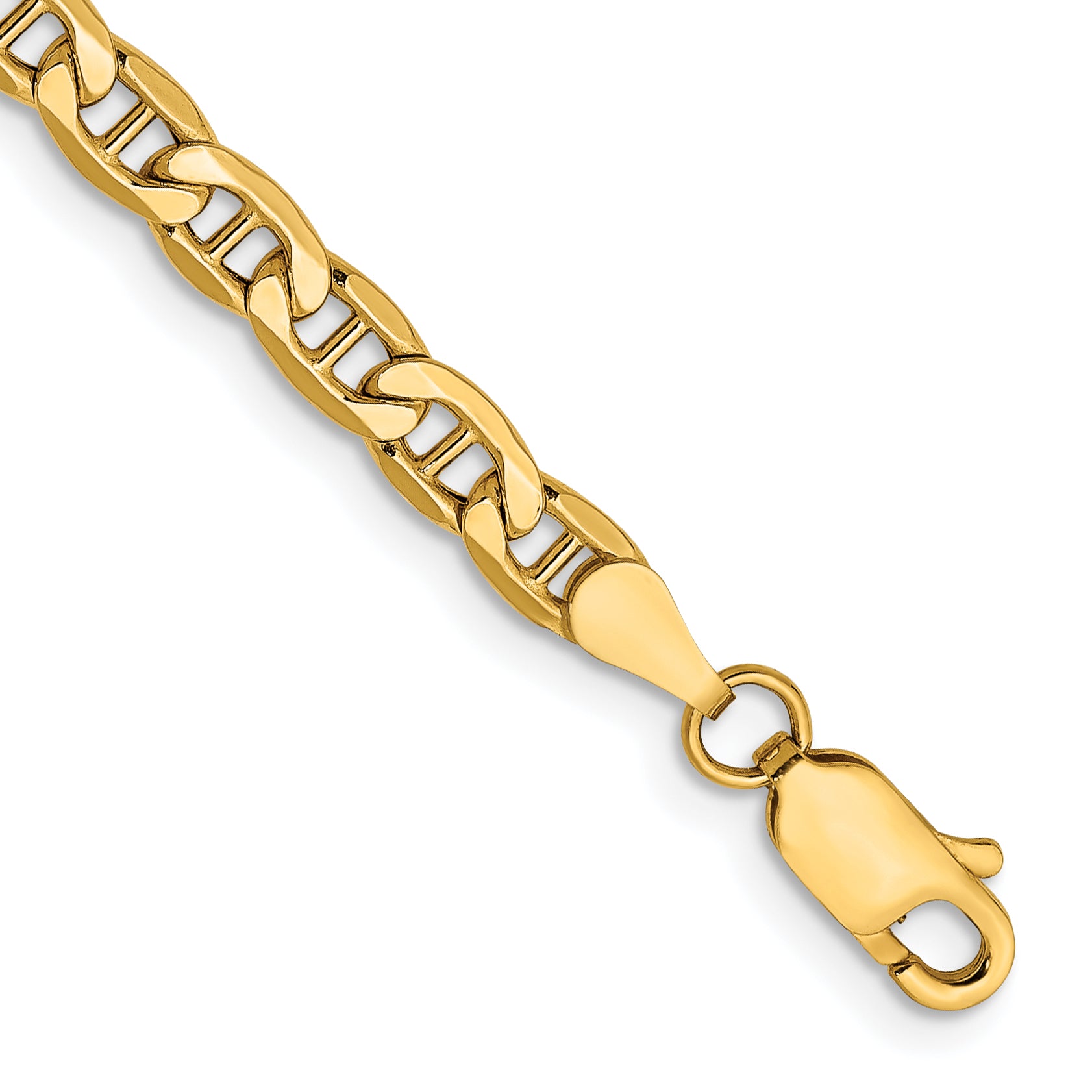 10K Yellow Gold 4mm Semi-Solid Anchor Chain
