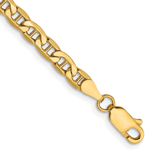 10K Yellow Gold 4mm Semi-Solid Anchor Chain