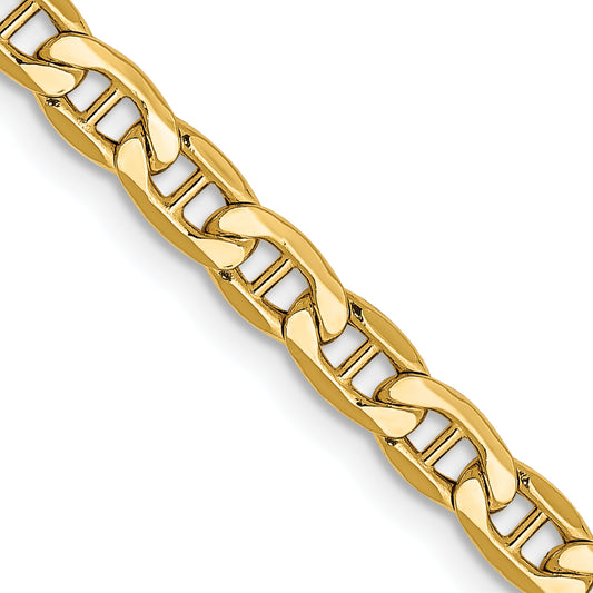 10K Yellow Gold 4mm Semi-Solid Anchor Chain