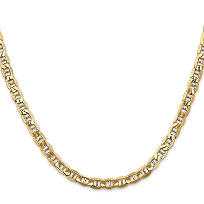 10K Yellow Gold 4.75mm Semi-Solid Anchor Chain Necklace