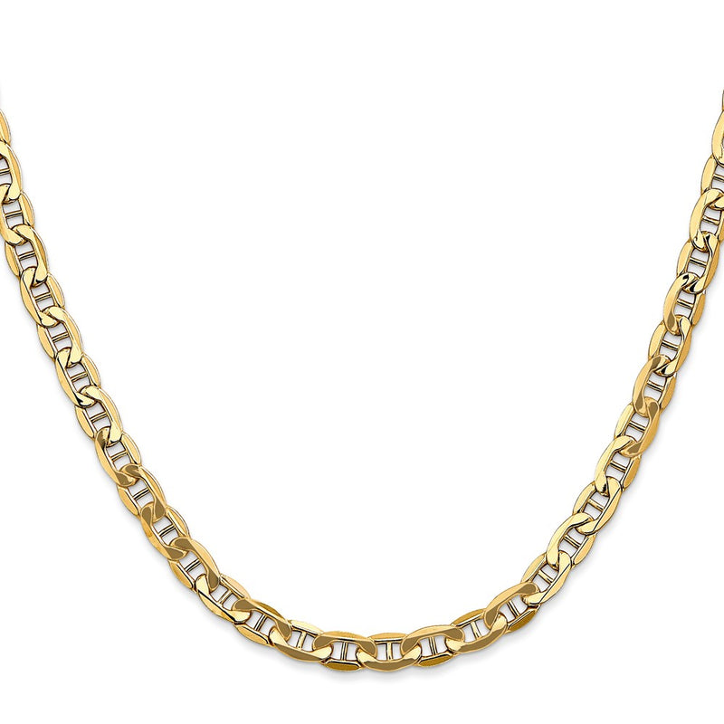 10K Yellow Gold 4.75mm Semi-Solid Anchor Chain Necklace