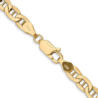 10K Yellow Gold 4.75mm Semi-Solid Anchor Chain Necklace