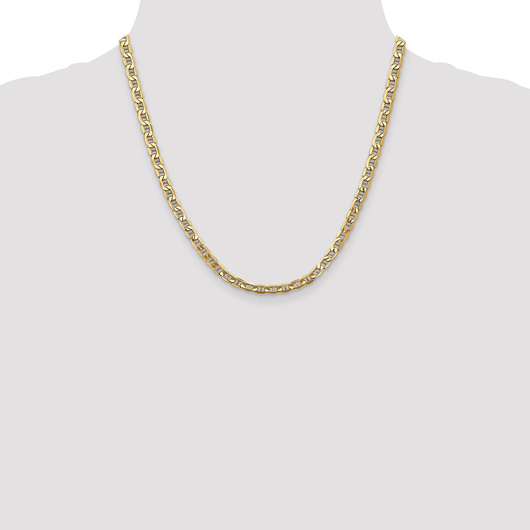 10K Yellow Gold 10K 4.75mm Semi-Solid Anchor Chain