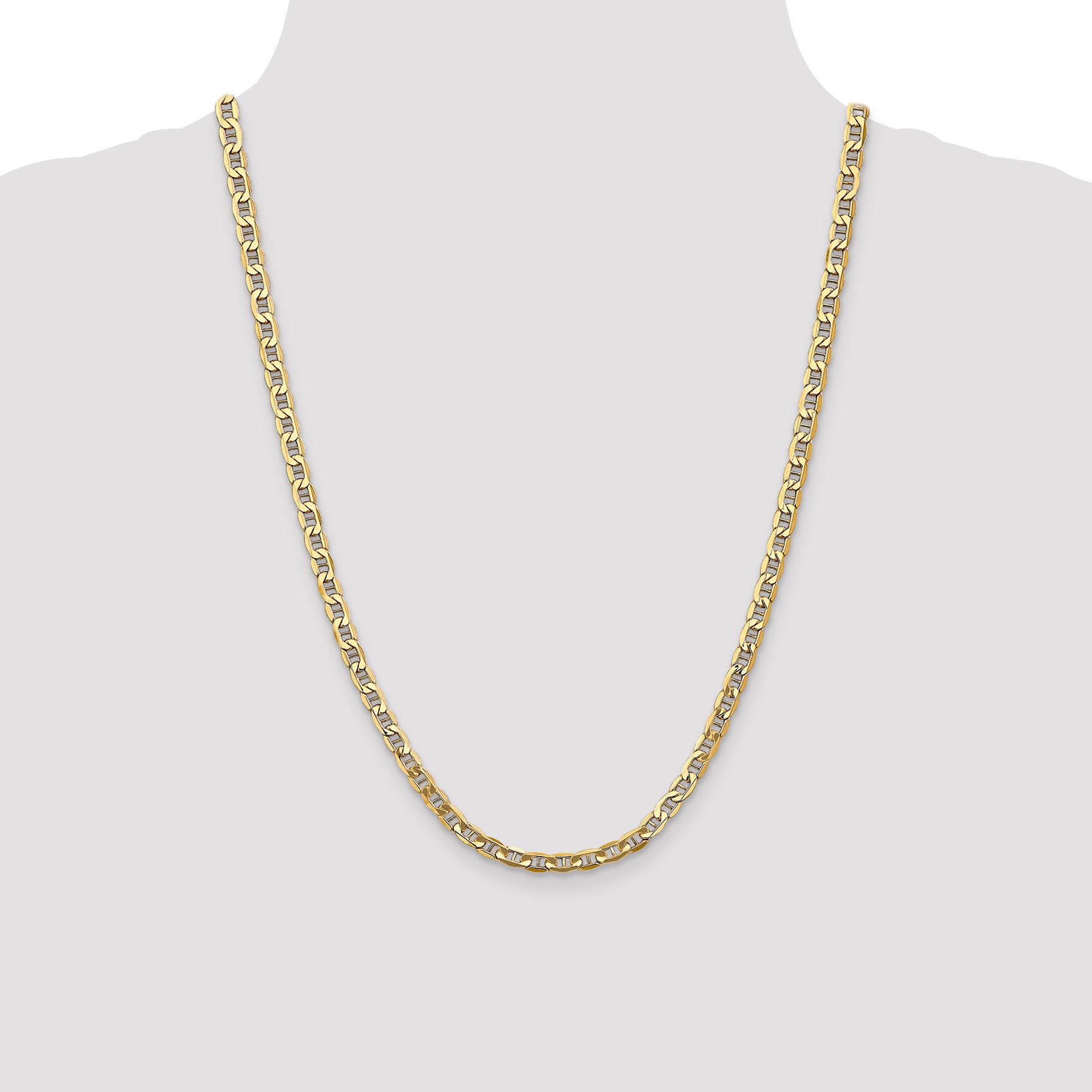 10K Yellow Gold 10K 4.75mm Semi-Solid Anchor Chain