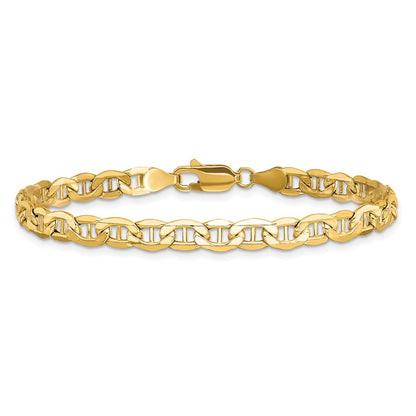 10K Yellow Gold 4.75mm Semi-Solid Anchor Chain Bracelet
