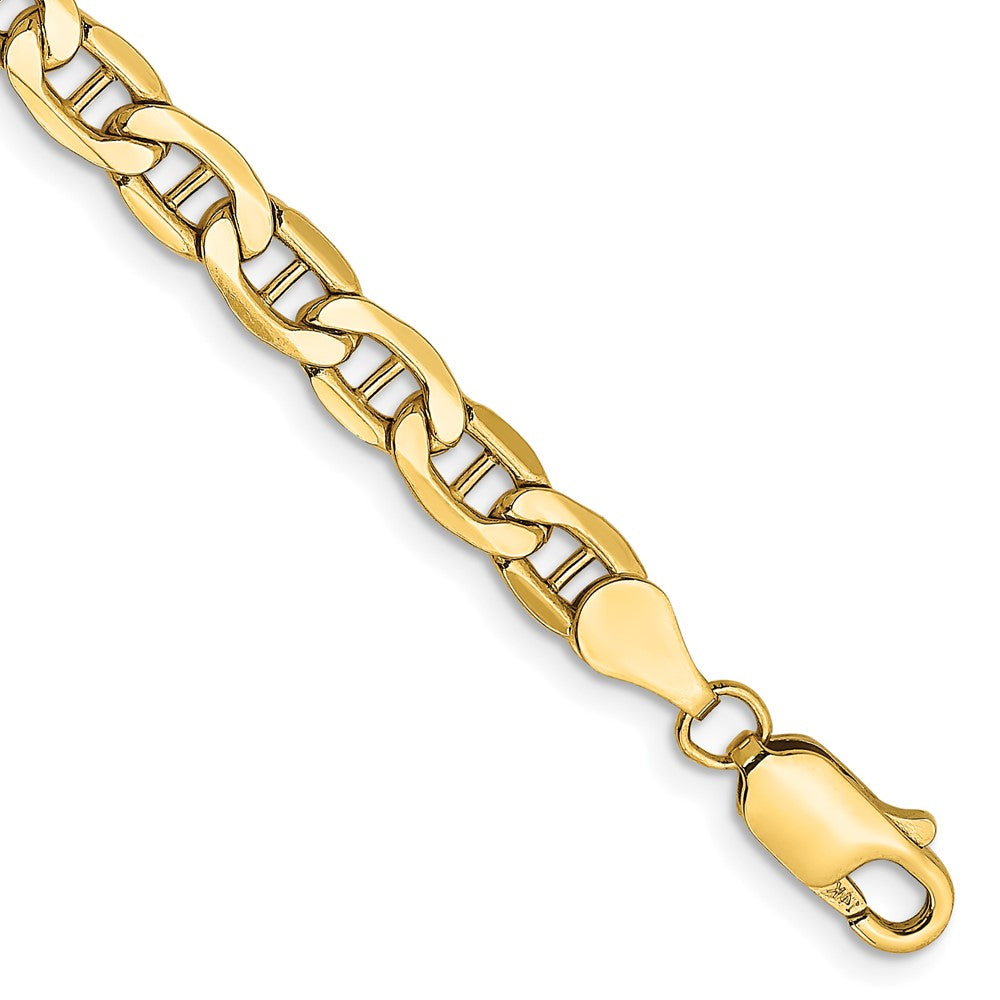 10K Yellow Gold 4.75mm Semi-Solid Anchor Chain Bracelet