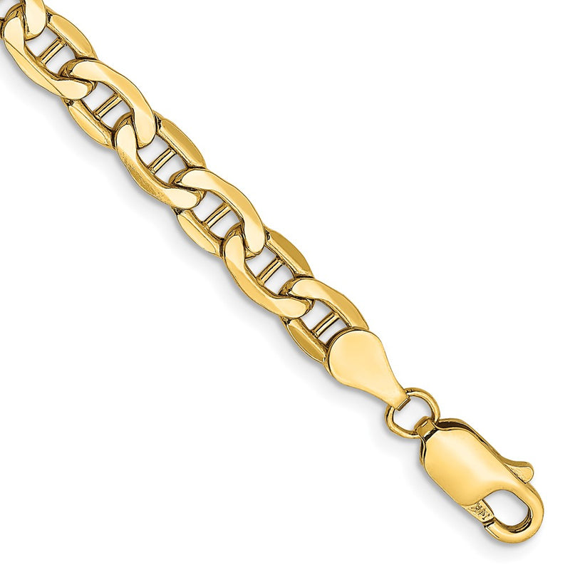 10K Yellow Gold 4.75mm Semi-Solid Anchor Chain Bracelet
