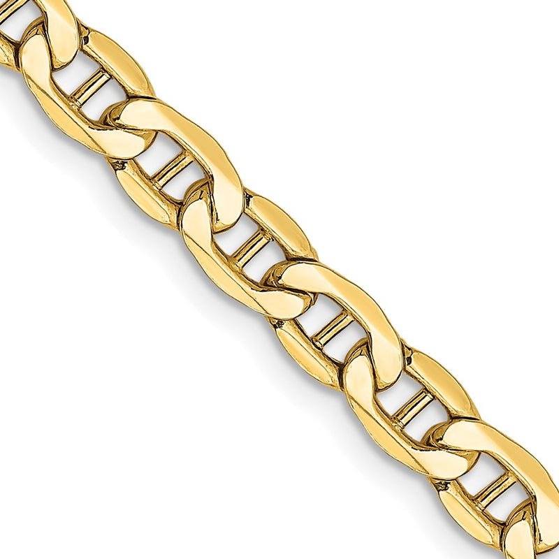 10K Yellow Gold 4.75mm Semi-Solid Anchor Chain Necklace