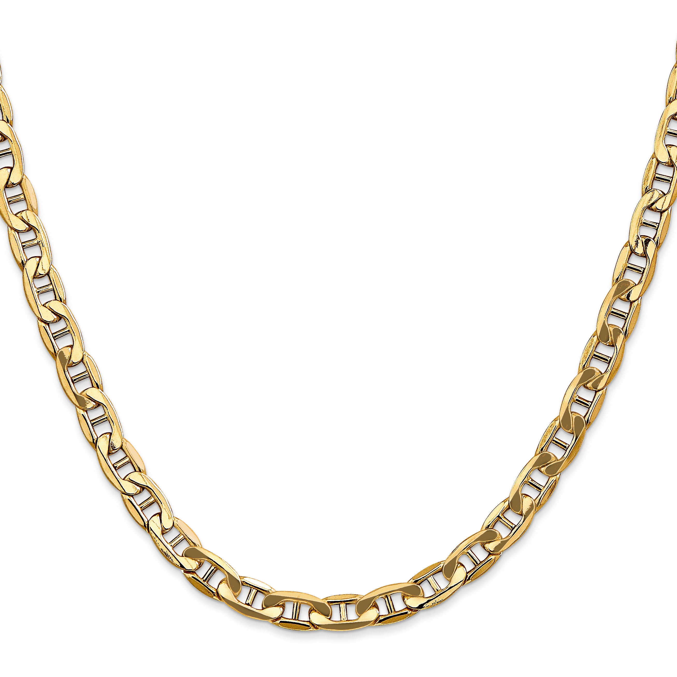 10K Yellow Gold 10K 5.5mm Semi-Solid Anchor Chain