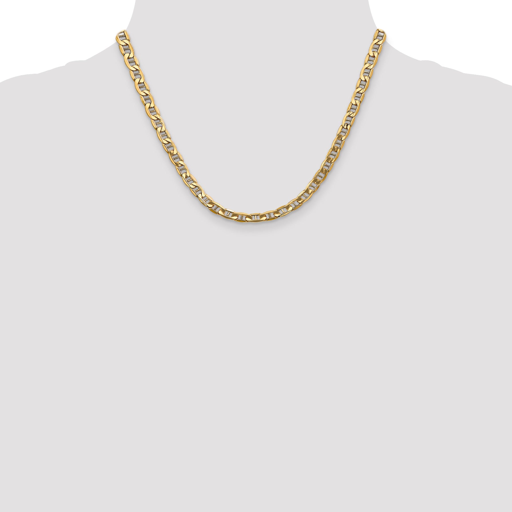 10K Yellow Gold 10K 5.5mm Semi-Solid Anchor Chain