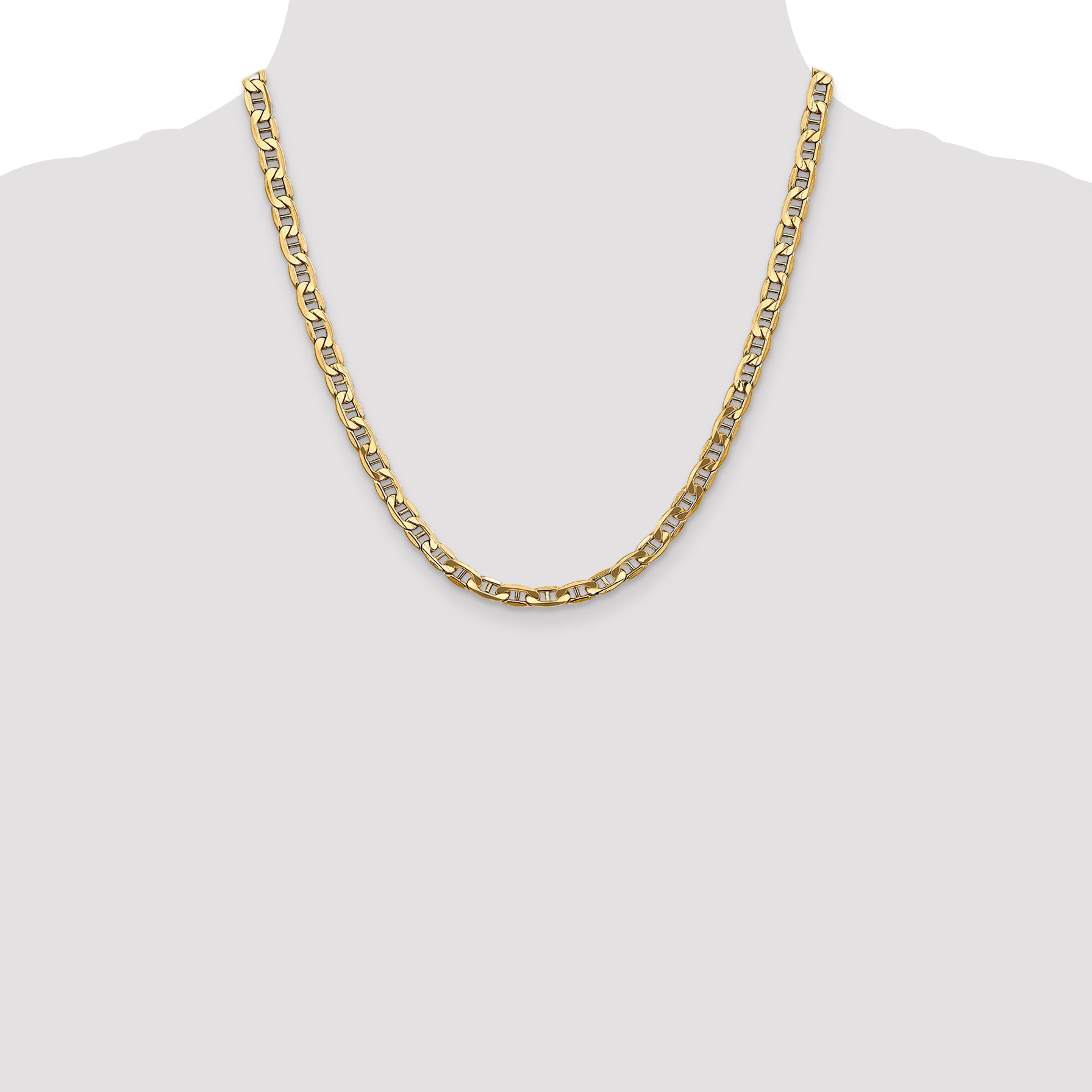 10K Yellow Gold 10K 5.5mm Semi-Solid Anchor Chain