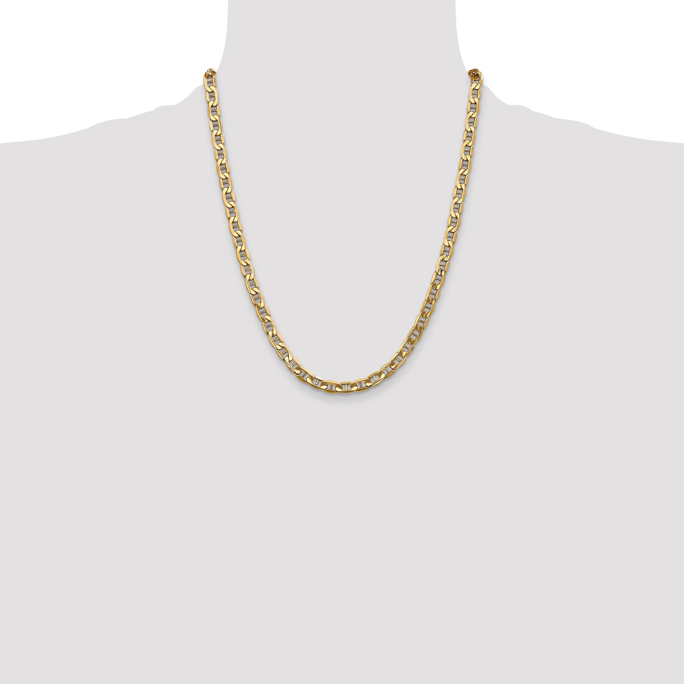 10K Yellow Gold 10K 5.5mm Semi-Solid Anchor Chain
