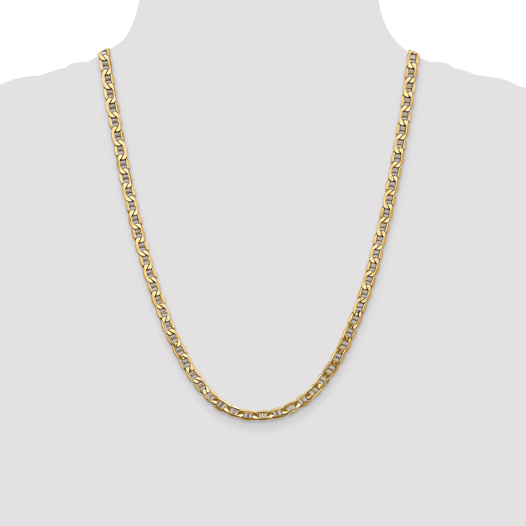 10K Yellow Gold 10K 5.5mm Semi-Solid Anchor Chain