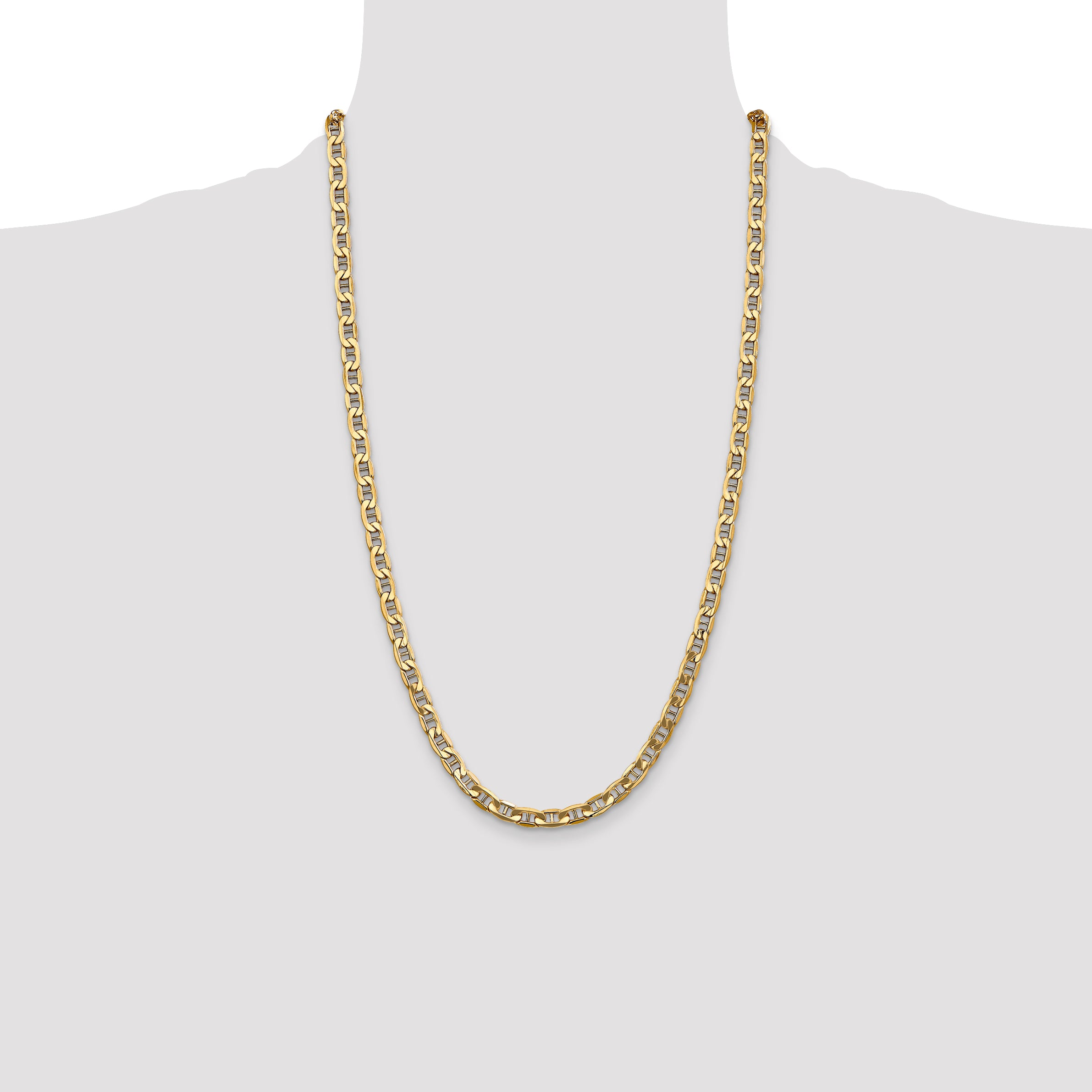 10K Yellow Gold 10K 5.5mm Semi-Solid Anchor Chain