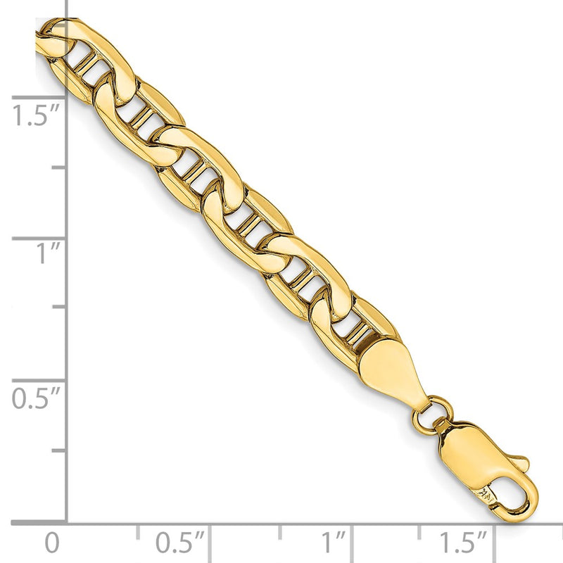 10K Yellow Gold 5.5mm Semi-Solid Anchor Chain Bracelet