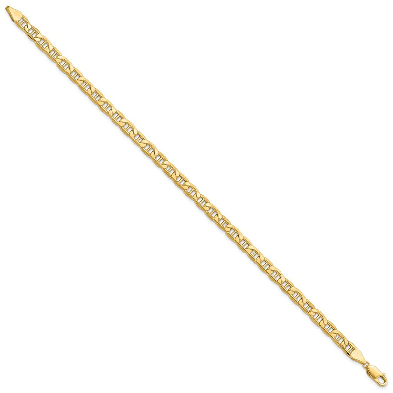9 Inch 10K Yellow Gold 10K 5.5mm Semi-Solid Anchor Chain Bracelet