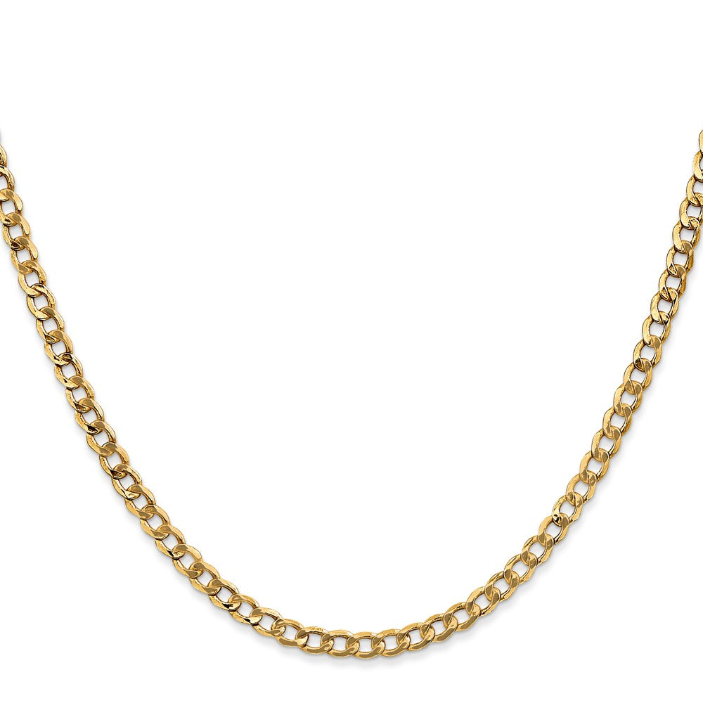 26 Inch 10K Yellow Gold 3.35mm Semi-Solid Curb Link Chain Necklace