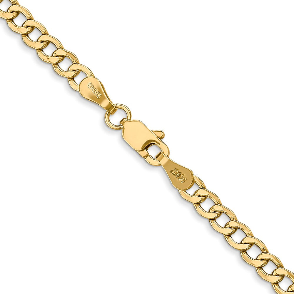 26 Inch 10K Yellow Gold 3.35mm Semi-Solid Curb Link Chain Necklace