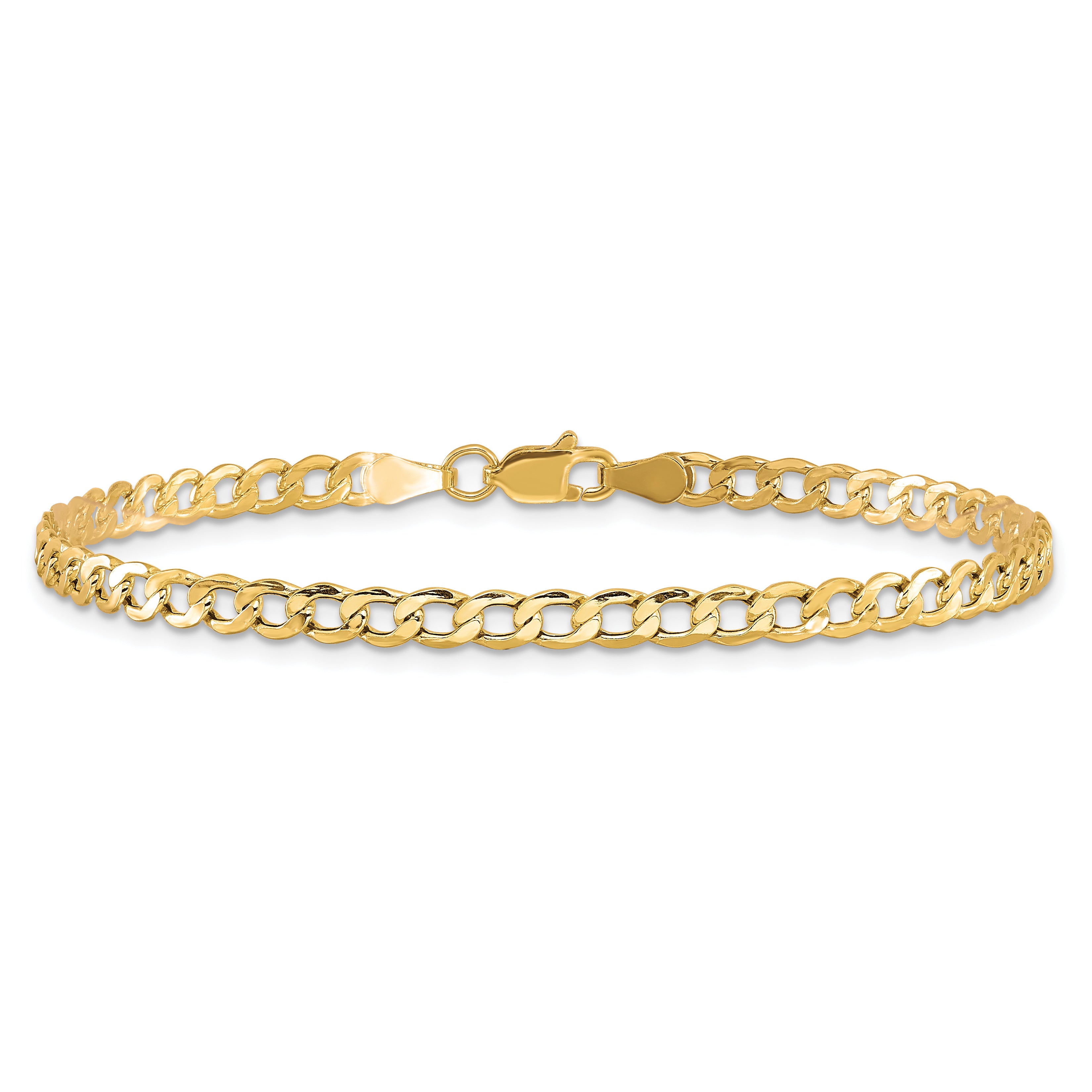 10K Yellow Gold 3.35mm Semi-Solid Curb Link Chain