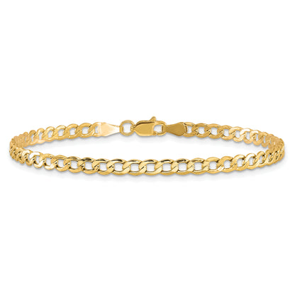 10K Yellow Gold 3.35mm Semi-Solid Curb Link Chain