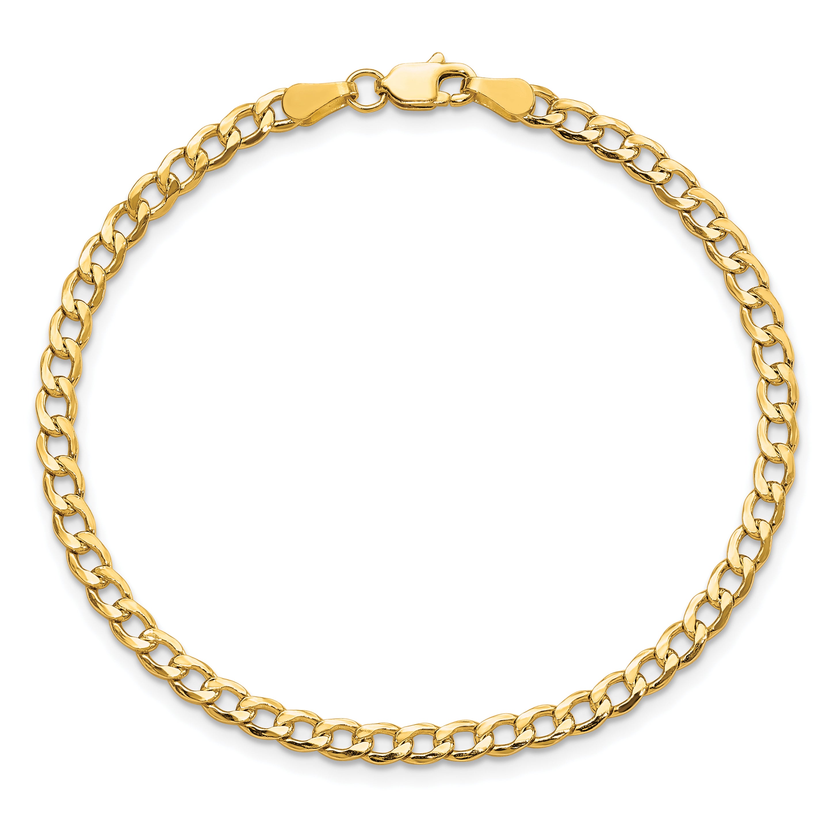 10K Yellow Gold 3.35mm Semi-Solid Curb Link Chain