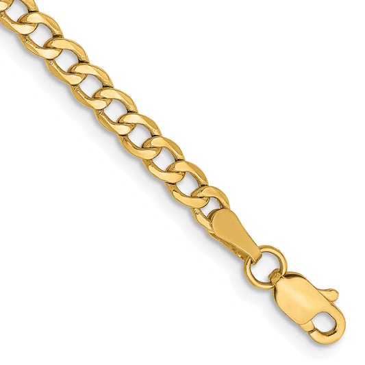 10K Yellow Gold 3.35mm Semi-Solid Curb Link Chain