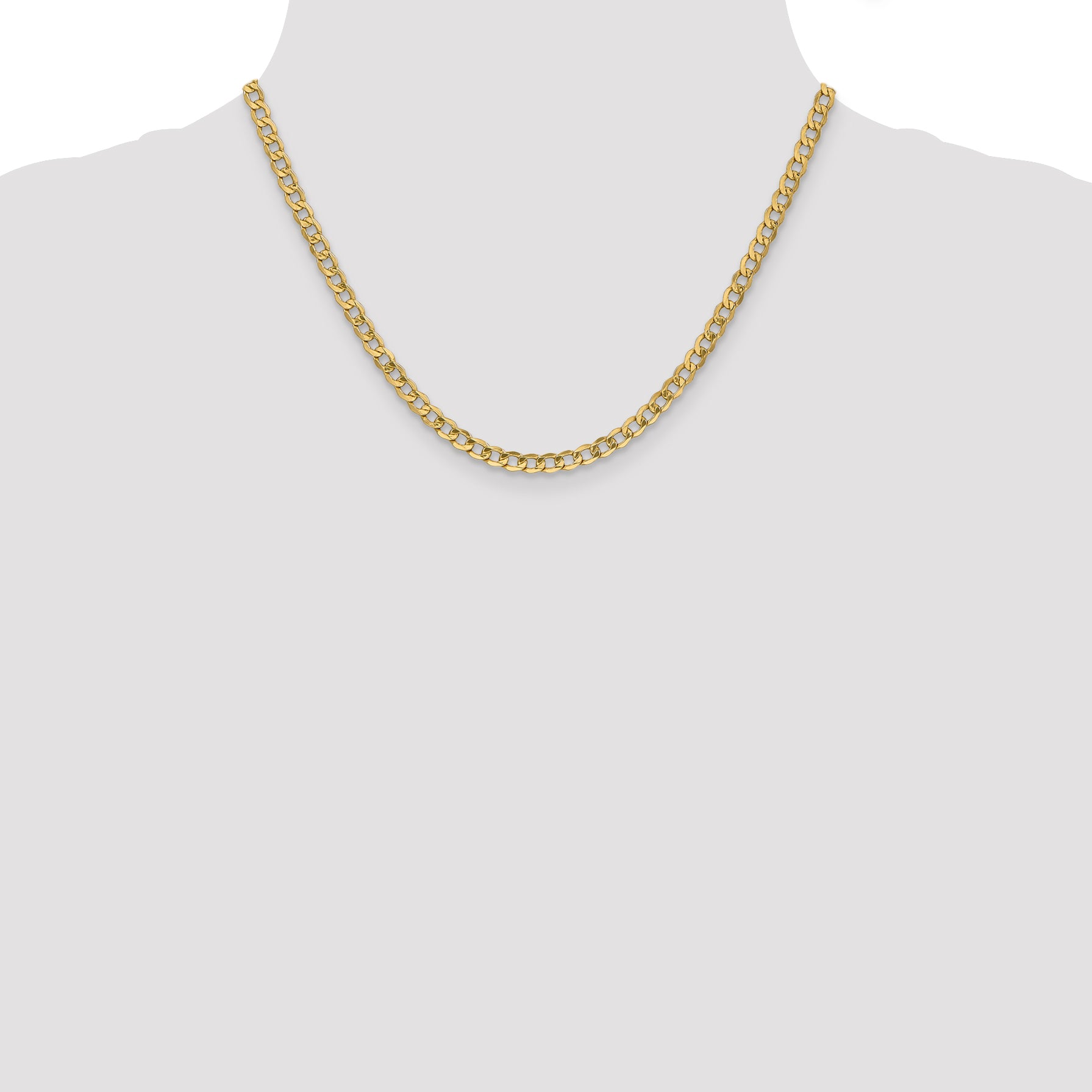 10k Yellow Gold 4.3mm Semi-Solid Curb Link Chain