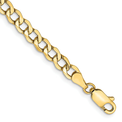 10K Yellow Gold 4.3mm Semi-Solid Curb Link Chain