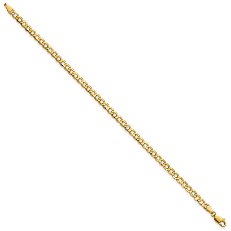 9 Inch 10K Yellow Gold 4.3mm Semi-Solid Curb Link Chain Bracelet