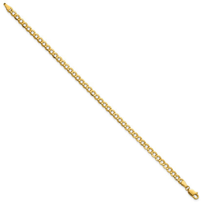 8 Inch 10k Yellow Gold 4.3mm Semi-Solid Curb Link Chain Bracelet