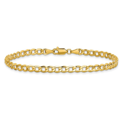 8 Inch 10k Yellow Gold 4.3mm Semi-Solid Curb Link Chain Bracelet